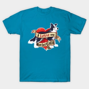 I Love My Border Collie - Blue T-Shirt